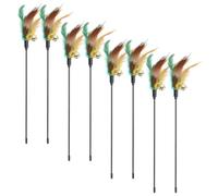 Happyyami 8pcs Interactive Cat Feather Wand Set for Indoor Cats and Kittens, Plastic Material with Bells, for Household Play and Keeping Pets Healthy and Active