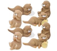 Happyyami 8pcs Resin Otters Miniature Figurines Bonsai Otters Ornament Decor Succulent Moss Landscape Accessories Design Office Desk Decoration Student Mini Pendant