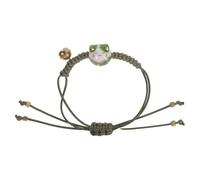Happyyami Adjustable Cat Maneki Neko Bracelet Cute Lucky Cat Ceramic Beads Feng Shui Japanese Fortune String Bracelet with Bell Green