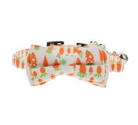 Happyyami Adjustable White Cloth Cat Bow Tie Collar with Bell, Decorative Neck Belt for Kittens and Puppies, Stylish Pet Collar with Unique Pattern and Bowknot Design