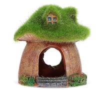 Happyyami Aquarium Decor Resin Mushroom House Betta Fish Tank Cave Hobbit House Shelter Fish Tank Hut Ornaments Mini Garden Landscaping Accessories