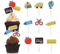 Happyyami Back to School Cake Decoration Cupcake Toppers Flags 36Pcs | Pencil Ruler Book Design Cupcake Picks Party Dessert Toppers for Sweet Treats Teacher Appreciation Gathering Celebrations