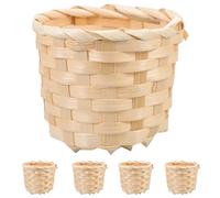 Happyyami Bamboo Storage Basket Set 5Pcs 3.54 Inch Handmade Woven Fruit and Food Container for Home Organization and Picnic Use