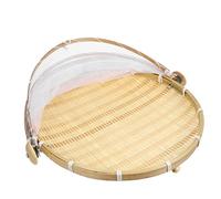 Happyyami Basket Sturdy Gauze Storage Dustproof with Handmade and Bamboo Cover Woven for Kitchen Storage Basket Suitable Home Decoration Family Use