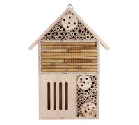 Happyyami Bee Hotel Wooden Insect House for Ladybugs Butterflies Beetles Garden Decor Natural Wood Assembled Ready to Use for Attracting