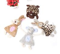 Happyyami Bite-resistant Brown Corduroy Material Dog Chew Plush with Sound Making Feature, Cartoon Animal Shape Reduces Boredom, for Home and Office Use for Home and Office Use