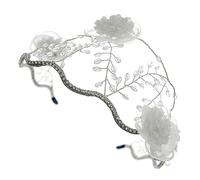 Happyyami Bridal Hair Headband with Rhinestone Vintage Lace Floral Headdress for Women Elegant Hair Jewelry for Weddings Parties and Special Occasions Versatile and Durable Design