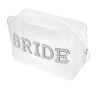 Happyyami Bride Makeup Bag PVC Travel Toiletry Bag with Sturdy Zipper and Easy to Find Makeup Design, for Wedding Day Emergency Kit and Daily Use Travel Essentials