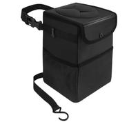 Happyyami Car Trash Can with Lid Foldable Design Black Oxford Cloth Vehicle Garbage Bin for Front Seat Storage Versatile Car Trashcan for Storing Tissues and Other Items and Trucks