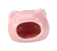 Happyyami Ceramic Cat Head Nest Guinea Pig and Chinchilla Bed Hamster House Cage Accessory Nest Cottage for Small Animals Random Color