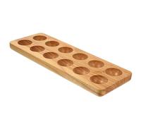 Happyyami Ceramic Egg Holder Wooden Egg Rack for Kitchen and Simple Style Sturdy Wood Material for Refrigerator Use