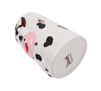 Happyyami Ceramic Hamster Water Bottle Holder with Stable Base Easy to Install Kettle Bracket for Pets Hamsters and Rabbits Cute Cow Design