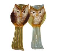 Happyyami Ceramic Owl Spoon Rest Spoon Stand Relief Carving Kitchen Utensil Holder Table Decoration for Home and Restaurant Random Style