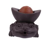 Happyyami Chinese Zisha Purple Tea Pet Frog Figurine for Tea Tray Decoration Handcrafted Yixing Violet Sand Pottery Glossy Finish with Ageing Chinese Cultural Ornament and