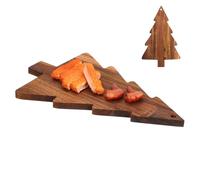 Happyyami Christmas Tree Shaped Wooden Serving Platter Cutting Board with Delicate Details and Easy to Clean Surface, for Restaurants and Parties, Beige Decorative Charcuterie Board