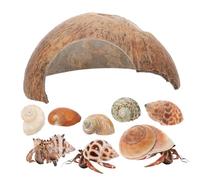 Happyyami Coconut Shell Shelter Crab Hideout Reptile Hide Decorative Turtle Rest Hut Aquarium Conch Shell