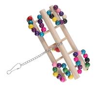 Happyyami Colorful Wooden Beads Hanging Bridge Bird Swing for Parrots and Parakeets, Designed for Balance and Adventuring in Playground Settings