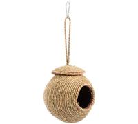 Happyyami Creative Circular Straw Breeding Cage Hanging Nest for Hamster and Squirrel, Comfortable Sleeping Nest with Heat Dissipation and Sturdy Design, for Storage or Office Use