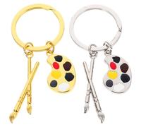 Happyyami Creative Drawing Pen Keychain 2-Pack Artistic Metal Keyrings for Artists Bag and Car Pendant Stylish Gift for Art Lovers