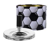 Happyyami Creative Soccer Party Decorations Desktop Table Ashtray with Rotating Lid Design, Metal round Ashtray with Poker Design Ornament, Easy to Clean for Home or Car Use