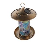 Happyyami Creative Solar Powered Bird Feeder Niger Seed Feeder Decorative Easy to Clean Garden Accessory