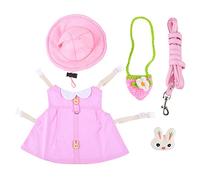 Happyyami Cute Pet Vest Leash Animals Cat Guinea Pig Hamster Costume Hat and Brooch for Daily Walks and Special Occasions