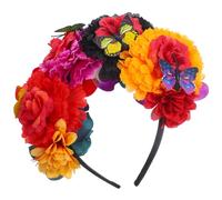 Happyyami Day of The Dead Headpiece Flower Crown for Women Mexican Hat for Ladies Rave Accessories Small Crowns for Arrangements
