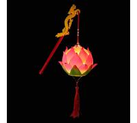 Happyyami Diy Lotus Lights Decor Portable Lotus Lantern Handle Chinese Style Lotus Flower Temple Decor Safe