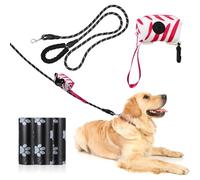 Happyyami Dog Leash with Poop Bag Holder and Dispenser, Nylon Rope Material, Comfortable Touch, Multiple Uses for Outdoor Walk the Dog Activities Random Color