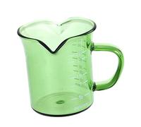 Happyyami Double Spout Glass Milk Jug with Comfort Grip Handle Home Measuring Cup for Coffee and Hot Beverages Transparent Colored Glass Container for Kitchen and Cafe Use
