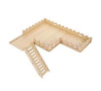 Happyyami Dwarf Hamster Wooden Platform Ladder Fence Enrichment Toy for Cage Small Pet Climbing Ledge
