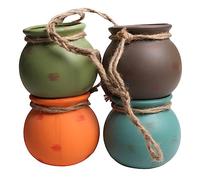 Happyyami Elegant Ceramic Hanging Succulent Container with Sturdy Rope, Dangling Flowerpot for Decorating Walls and Dormitories, Balcony Planter to Maintain Small Flowers and Plants