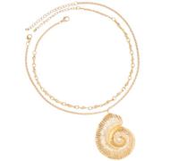 Happyyami Elegant Conch Shell Necklace for Men and Women Featuring a Golden Metal Sea Shell Symbol Pendant with Stylish Charm Chain, for Beach Vacations and Seaside Parties