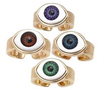 Happyyami Evil Eye Rings 4pcs Hip Hop Open Adjustable Rings for Men and Women, Copper Material, Sturdy Build, Birthday Gift for Boys