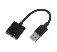 Happyyami External USB Sound Card Adapter with Headset Jack, Two-in-one Design Audio Input Adapter for PC and Smartphone, Aluminium Alloy and Pvc Build, Plug and Play for Enhanced Audio