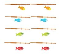 Happyyami Fishing Rod Cake Picks Cupcake Toppers 8pcs Multi-use Cake Decorations Stylish Creative Party Random Color for Reunions and Celebrations