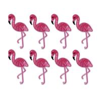 Happyyami Flamingo Embroidery Patch 12pcs Pink Cloth Applique for Clothing and Jeans, Decorative Patch to Cover Broken Holes for Stage Clothing and Sewing Projects