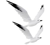 Happyyami Flying Sea- Hanging Decorations, 2pcs Realistic Feathered Artificial Foam Seagull Ornament Simulation Fake Sea Bird Statue for Beach Garden Wedding Craft