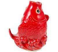Happyyami Garden Carp Statue Outdoor Fountain Spitter Smooth Ceramic Fish Ornament Realistic Pond Decor 4.33 X 2.76 X 2.76 Inches