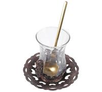 Happyyami Glass Vintage Coffee Spoon with Saucer Set Cup for Home