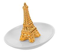 Happyyami Golden on Dressing Table Ceramic Ring Holder Box with Tower Shape, Simple and Creative Design for Organizing Jewelry and Displaying Earrings or Jewelry Store Display Tray