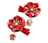 Happyyami Hair Clips Hair Pins for Girls 2pcs Plum Blossom Plastic Japanese Ancient Chinese Hanfu (Red)