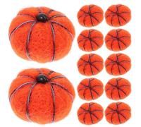 Happyyami Halloween Wool Felt Pumpkin 12Pcs Pom Poms Fall Autumn Felt Pumpkins Ornaments for Thanksgiving Craft Project Supplies