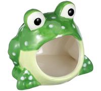 Happyyami Hamster Ceramic House Cave Small Animal Hamster Hut Cartoon Shape Lovely Green Ceramic Not Easy to Break Safe Home Decoration Playing