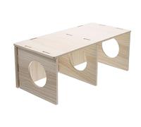 Happyyami Hamster Hideout Cabin Wooden Animal House Ladder Comfortable Hideaway for Guinea Pig Toys Safe Wooden Shelter