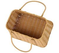 Happyyami Handwoven Portable Picnic Basket with Fruit Storage Retro Style Vegetable Basket for Household Organization for Garden Balcony Living Use