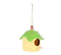 Happyyami Hanging Birdcage Ornament Outdoor Garden Decorative Bird House Resin Small Bird Nest Feeder for Backyard