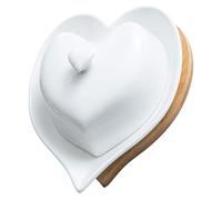 Happyyami Heart-shape Ceramic Butter Plate Set Kitchen Butter Dishes Porcelain Small Dish for Food Serving Plate for Home Decor