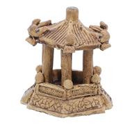 Happyyami Hexagonal Pavilion Statue Japanese Pagoda Decor Landscape Ornament for Aquarium Garden Bonsai Ceramic Pagoda Model