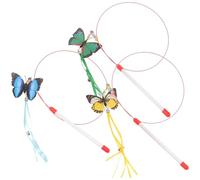 Happyyami Interactive Butterfly Cat Teaser and Reduce Furniture Damage 3pcs with Bells Assorted Colour Pp Material Cat Teasing Sticks to Hunting Instinct
